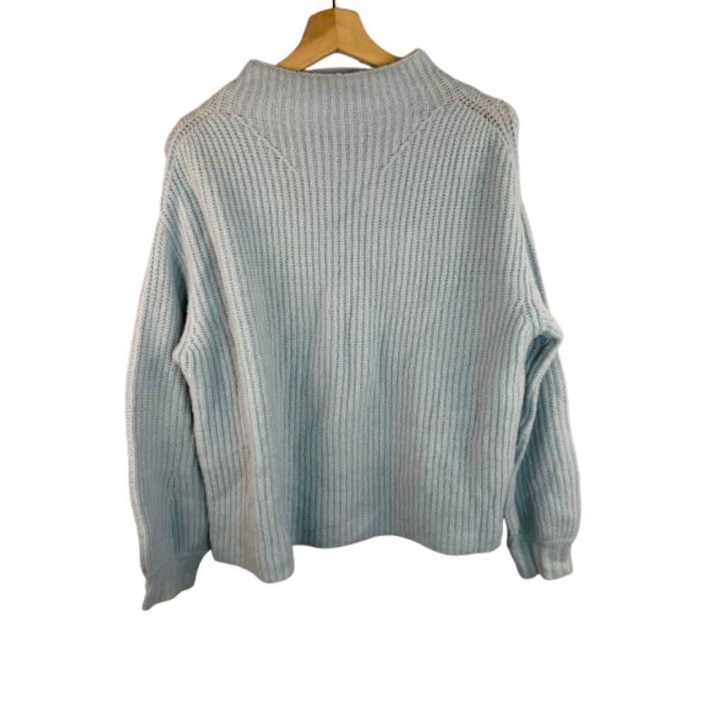 Anthropologie Ribbed Mock Neck Sweater Blue Knit Pullover Size S